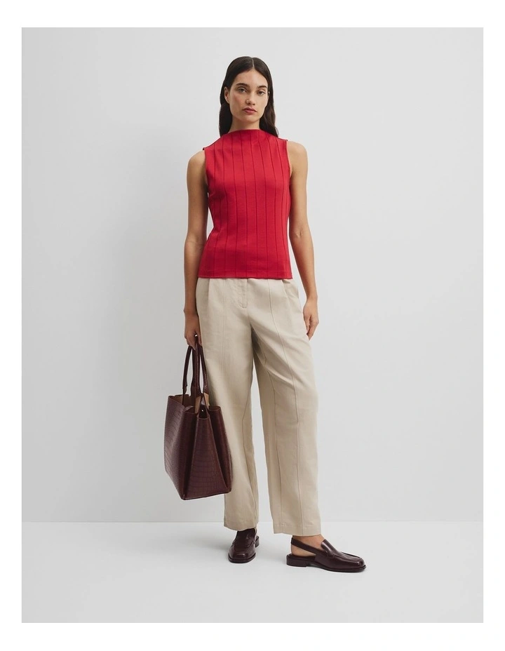 Mock Neck Rib Tank in Garnet image 3