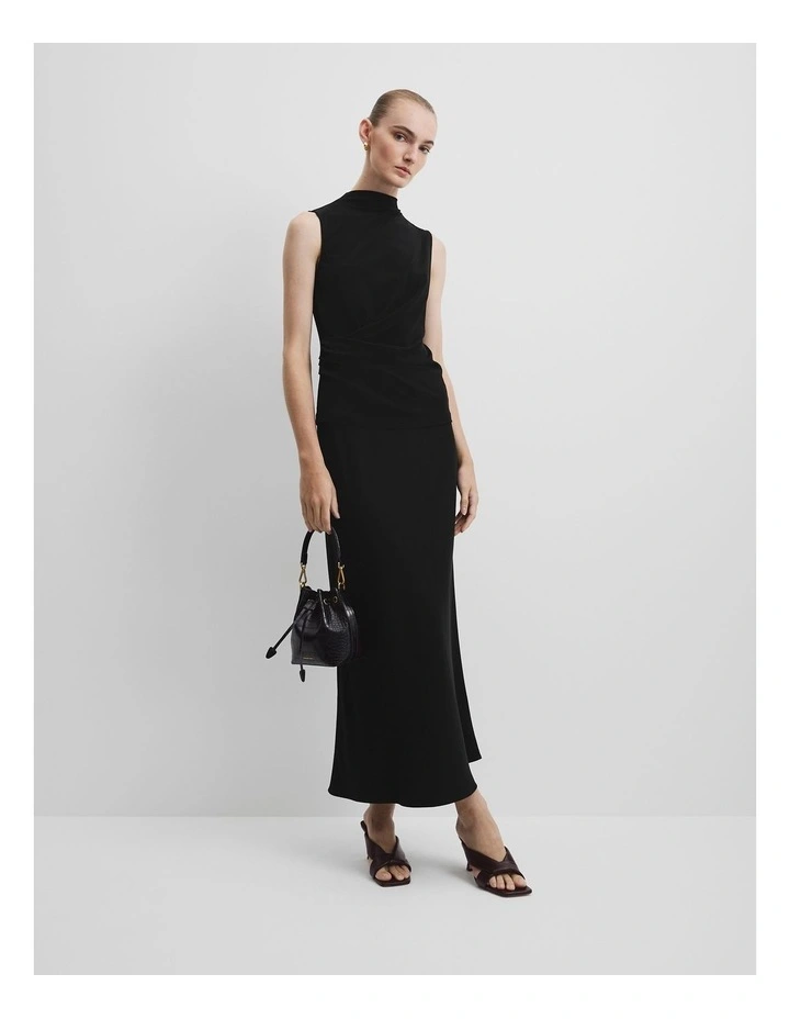 Crepe Drape Top in Black image 3