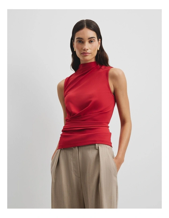 Crepe Drape Top in Garnet image 1