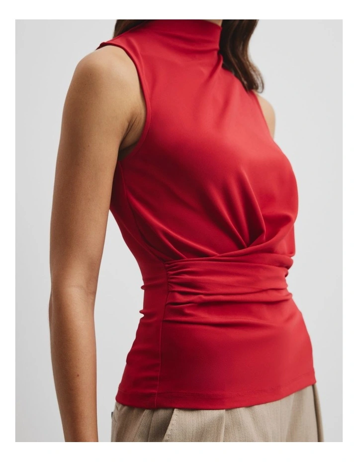 Crepe Drape Top in Garnet image 2