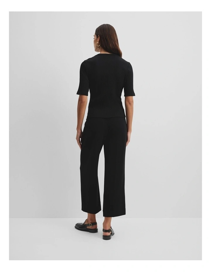 Australian Cotton Blend Short Sleeve Fitted T-shirt in Black image 4