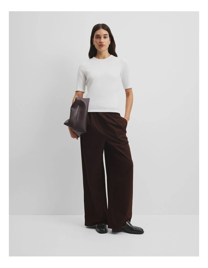 Australian Cotton Blend Short Sleeve Fitted T-shirt in White image 3