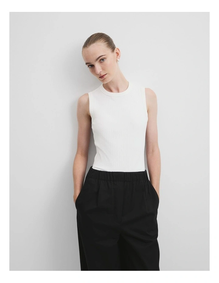 Australian Cotton Blend Fitted Rib Tank in White image 1