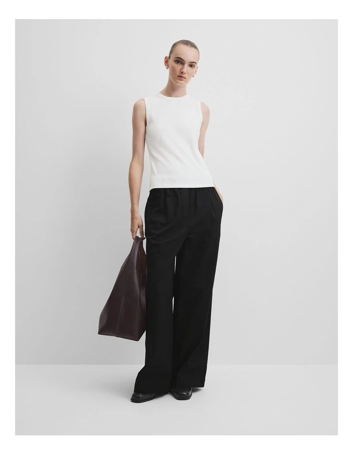 Australian Cotton Blend Fitted Rib Tank in White image 3