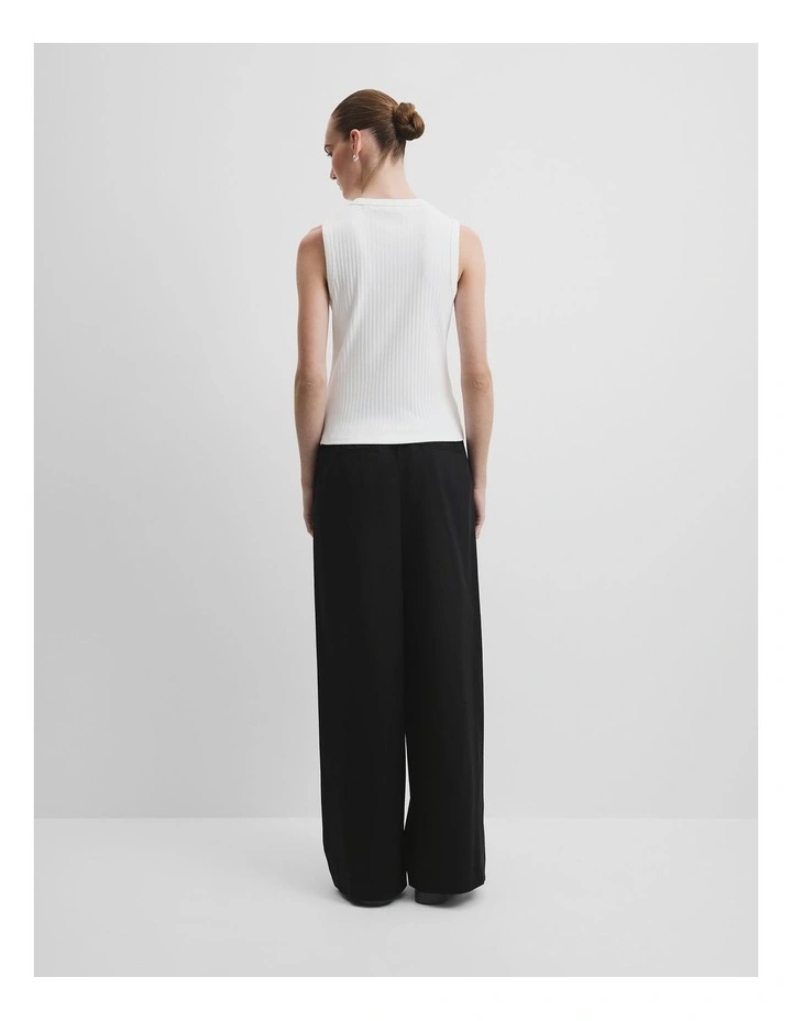 Australian Cotton Blend Fitted Rib Tank in White image 4