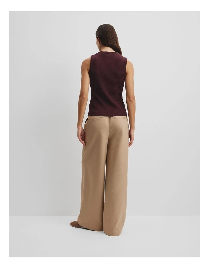 Australian Cotton Blend Fitted Rib Tank in Plum image 4
