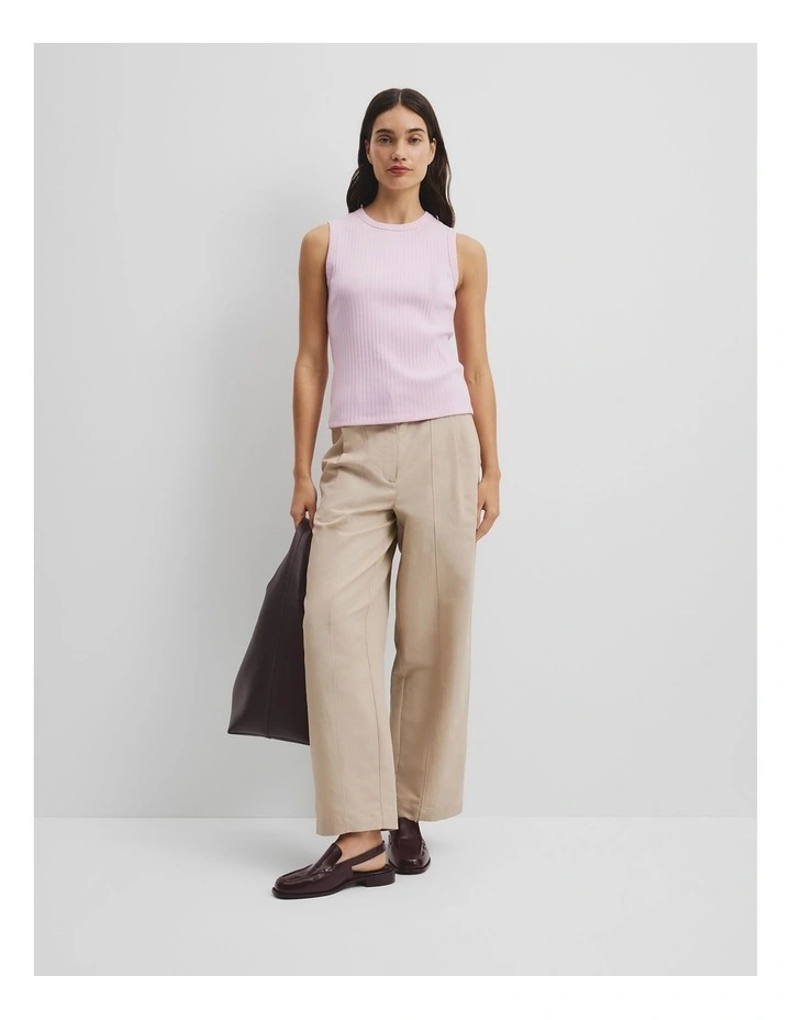 Australian Cotton Blend Fitted Rib Tank in Floss Pink image 3