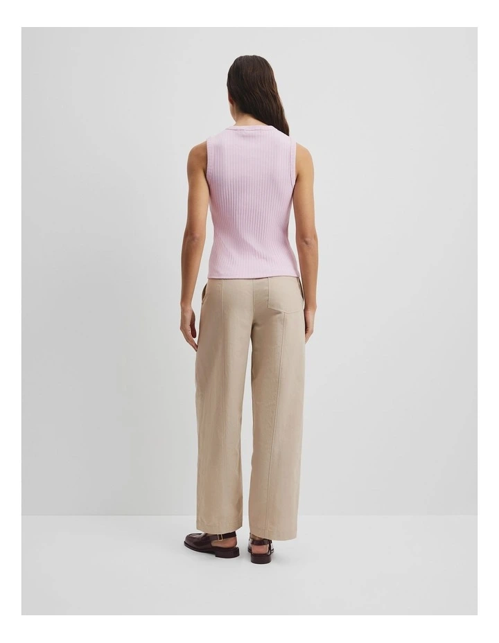 Australian Cotton Blend Fitted Rib Tank in Floss Pink image 4