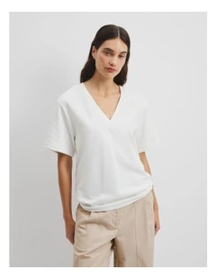 V-neck Longline T-shirt in White