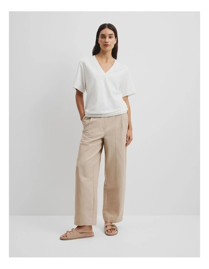 V-neck Longline T-shirt in White image 3