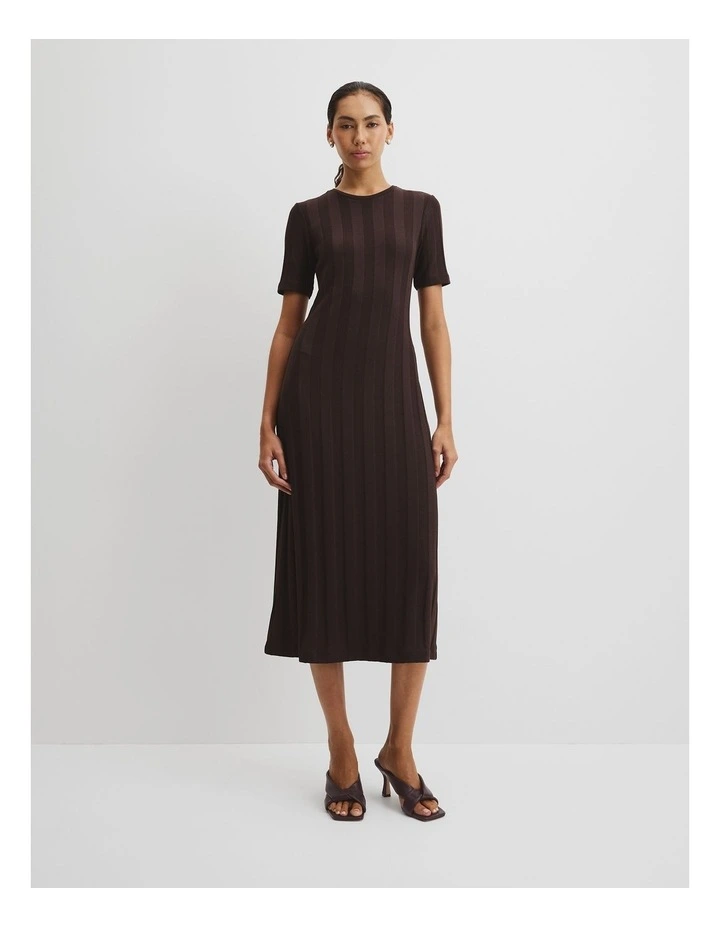 Rib Midi Dress in Cocoa Bean image 1