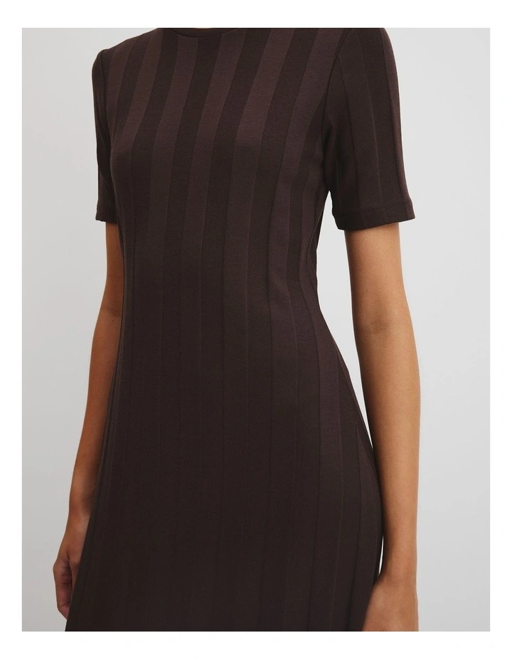 Rib Midi Dress in Cocoa Bean image 2