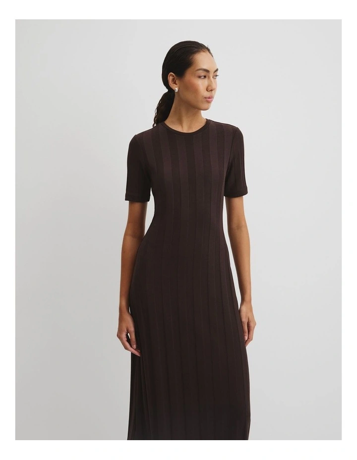 Rib Midi Dress in Cocoa Bean image 3