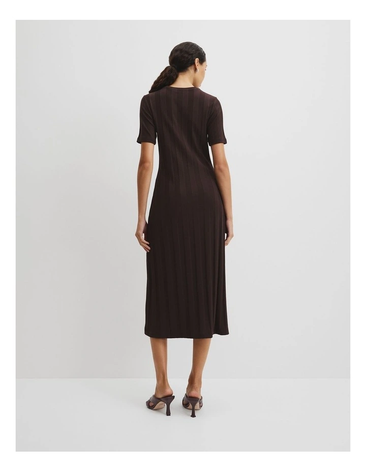 Rib Midi Dress in Cocoa Bean image 4