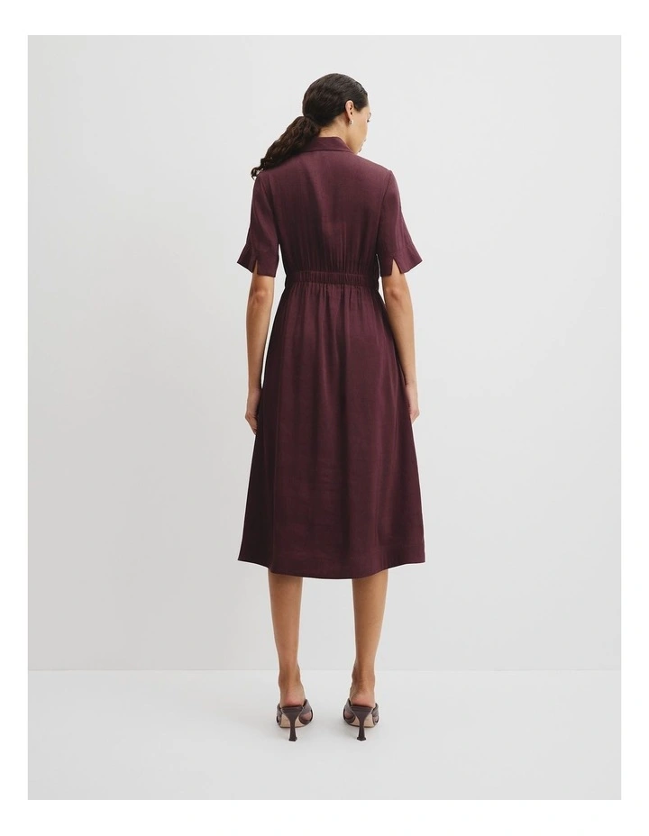 Tuck Detail Shirt Dress in Plum image 4
