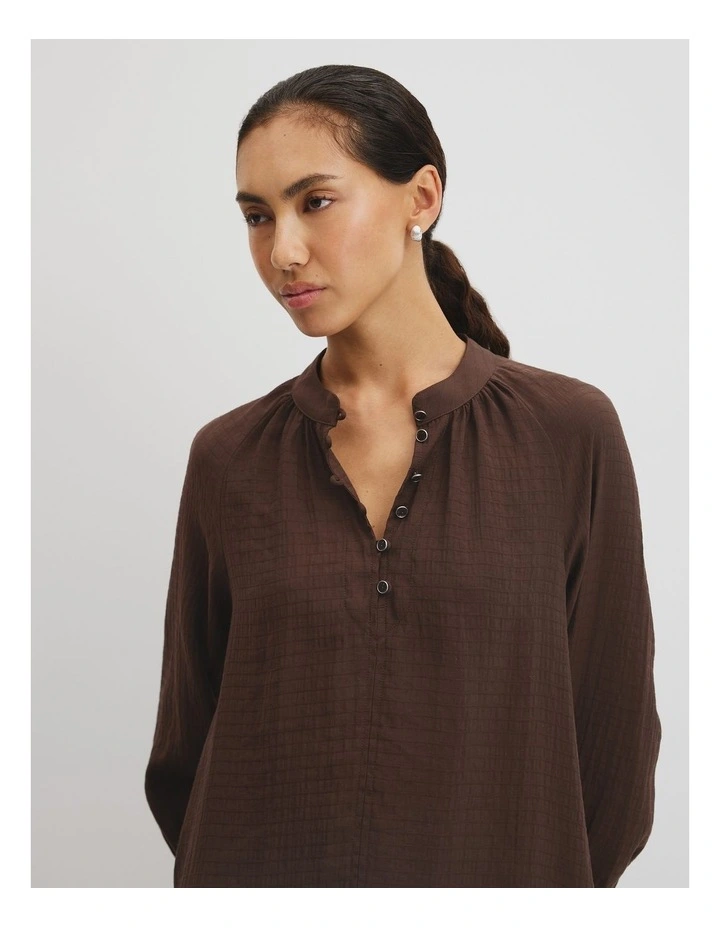 Textured Smock Dress in Cocoa Bean image 2