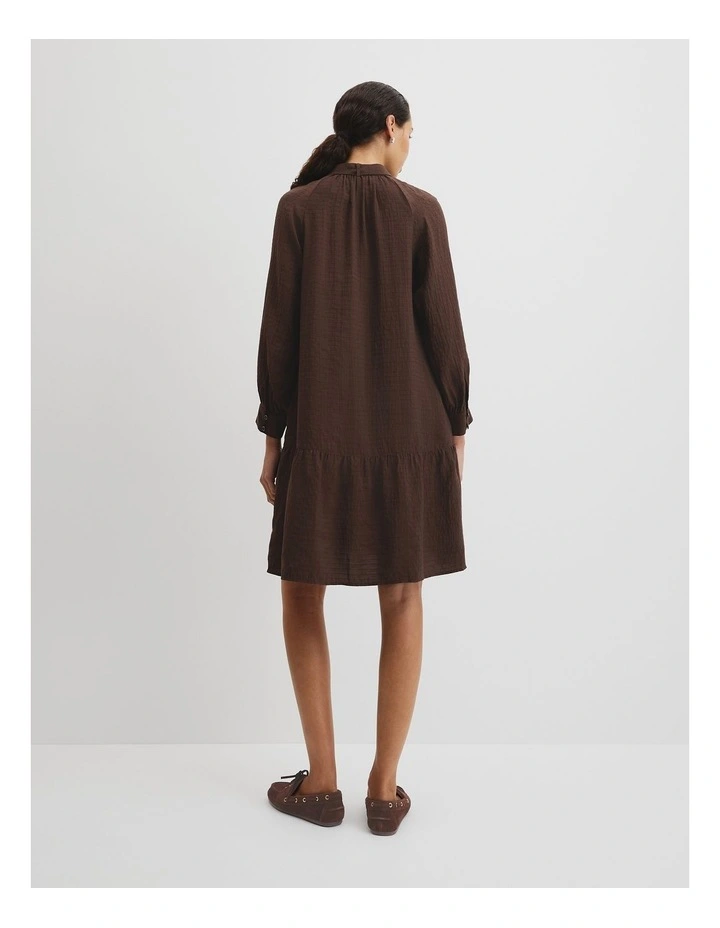Textured Smock Dress in Cocoa Bean image 4