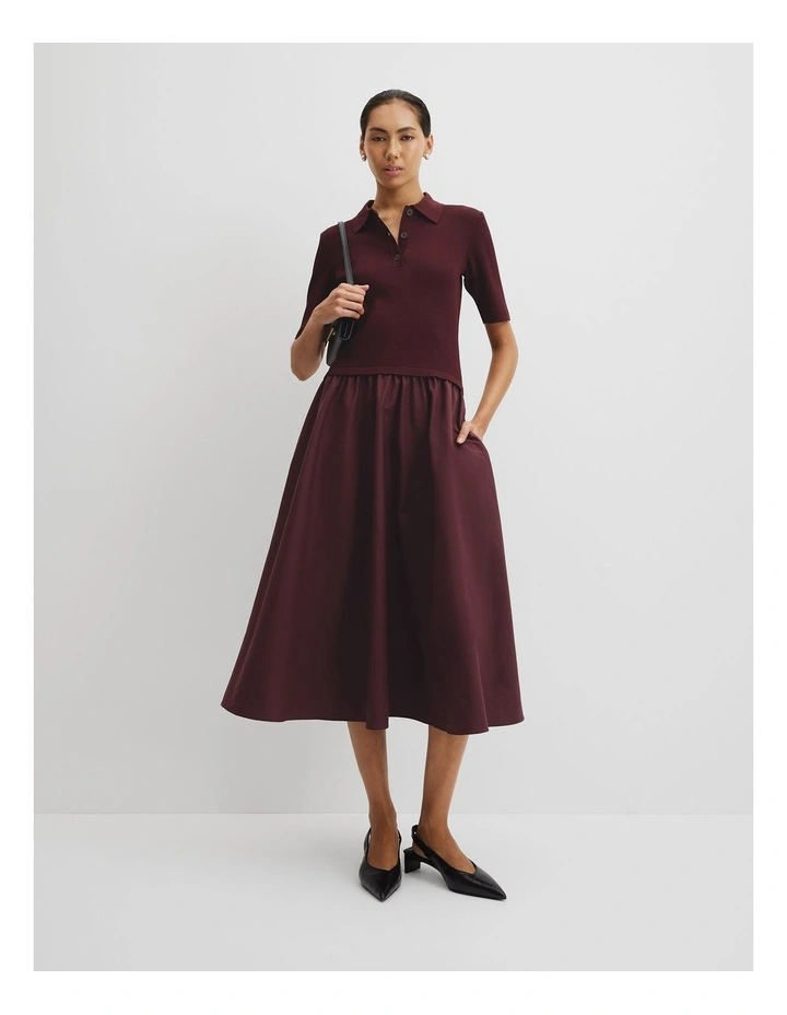 Mix Media Knit Dress in Plum image 1