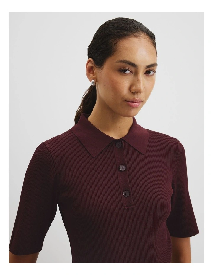 Mix Media Knit Dress in Plum image 2