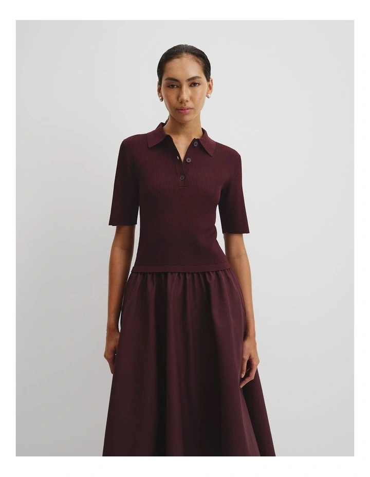 Mix Media Knit Dress in Plum image 3