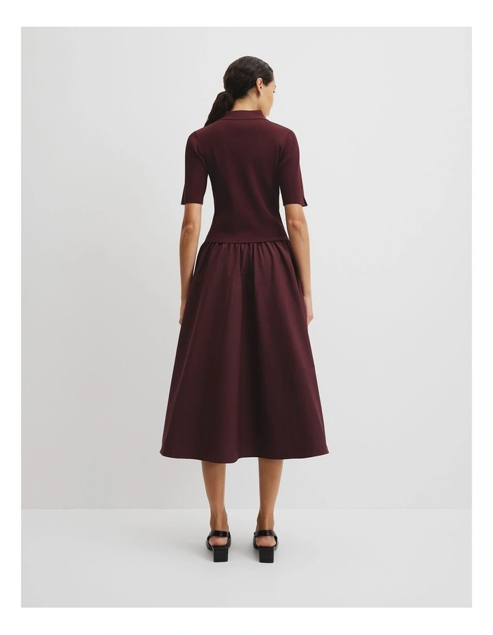 Mix Media Knit Dress in Plum image 4