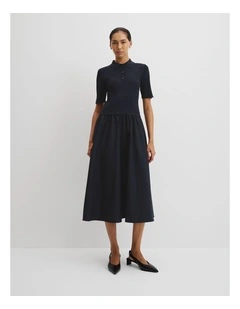 Mix Media Knit Dress in Twilight