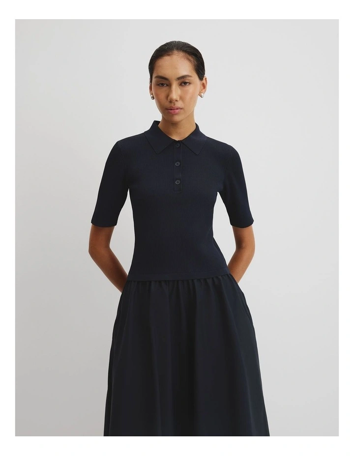 Mix Media Knit Dress in Twilight image 3