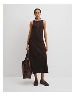 Boat Neck Bias Dress in Cocoa Bean