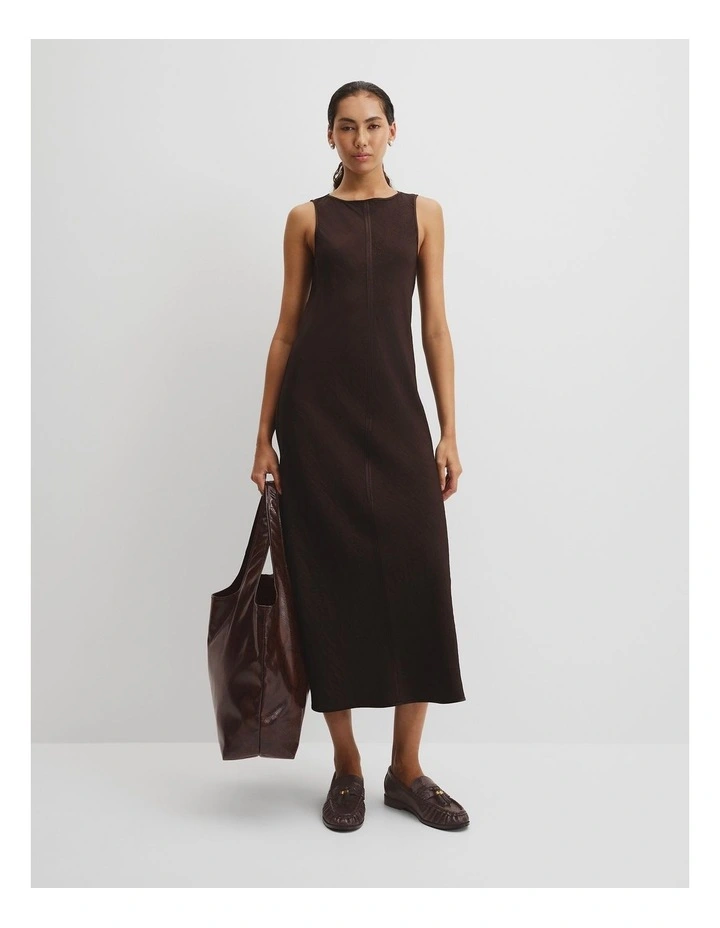 Boat Neck Bias Dress in Cocoa Bean image 1