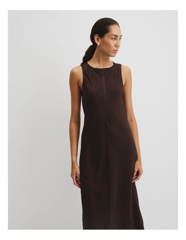 Boat Neck Bias Dress in Cocoa Bean image 3