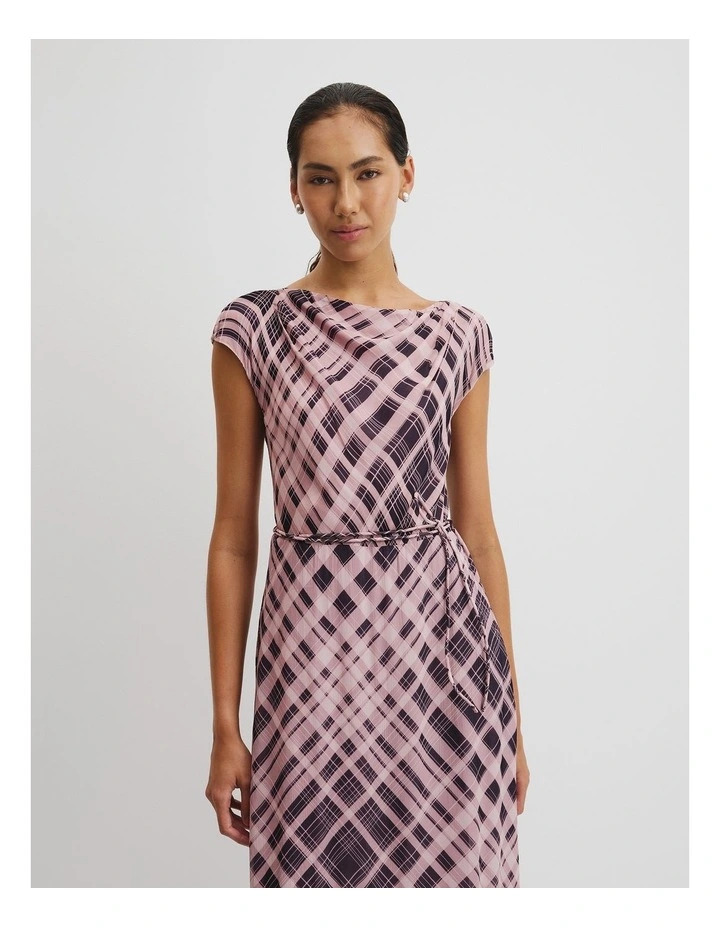 Print Shell Dress in Pink Check image 3