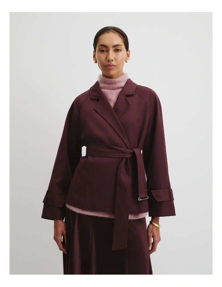 Melange Wrap Jacket in Plum image 3