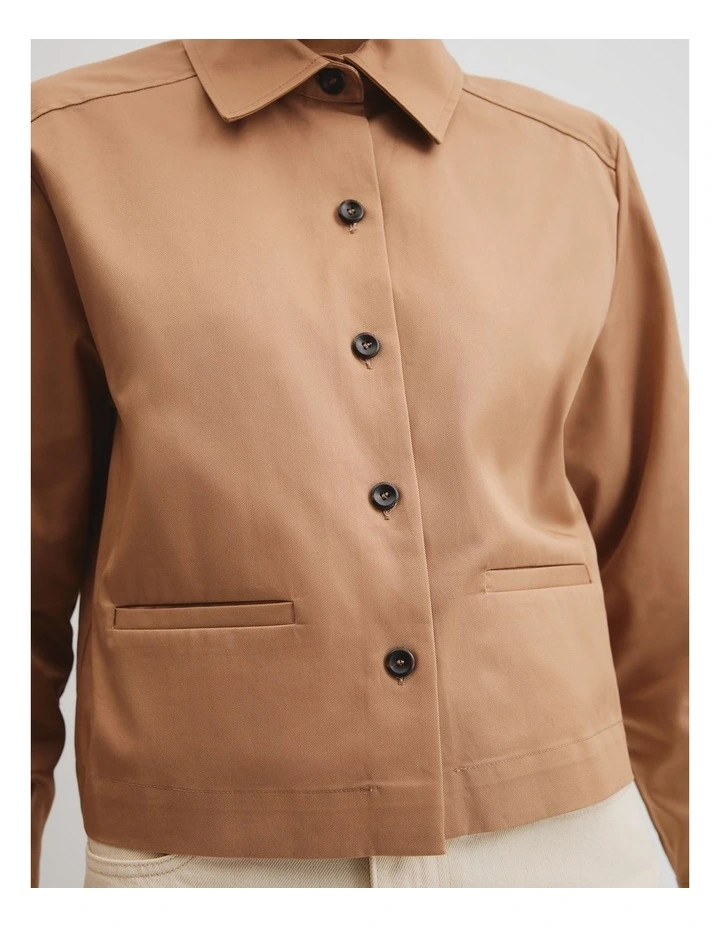 Crop Shacket in Light Cognac image 2