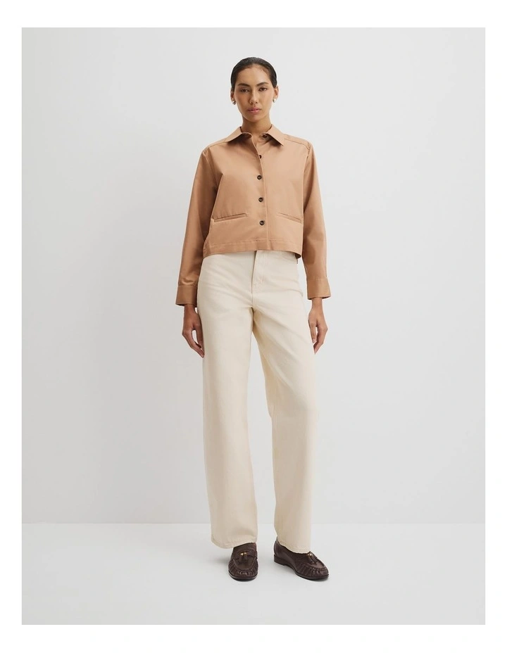 Crop Shacket in Light Cognac image 3