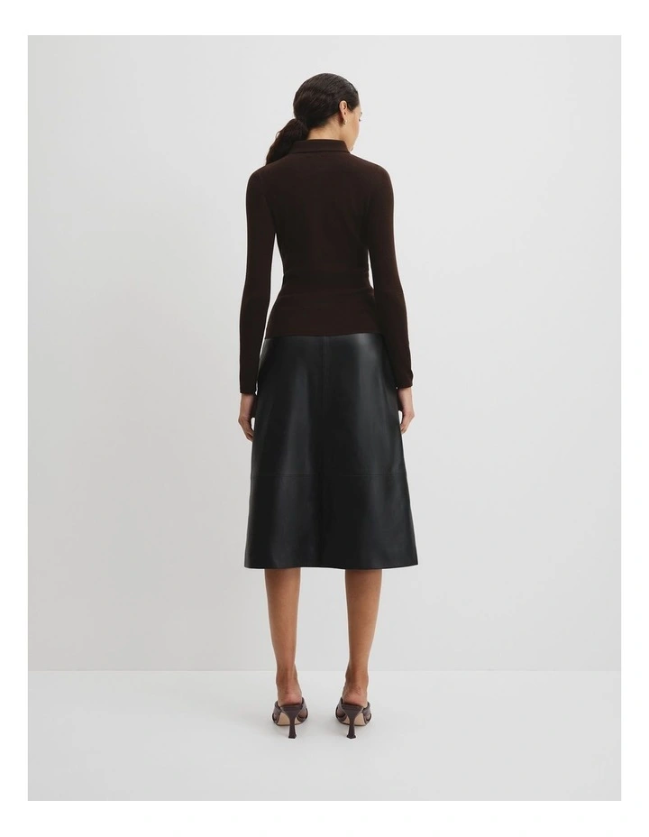 Wool Silk Collared Knit in Cocoa Bean image 4