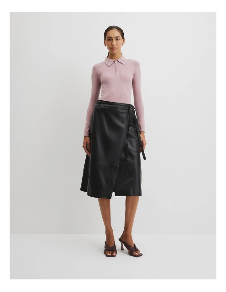 Wool Silk Collared Knit in Geranium image 1