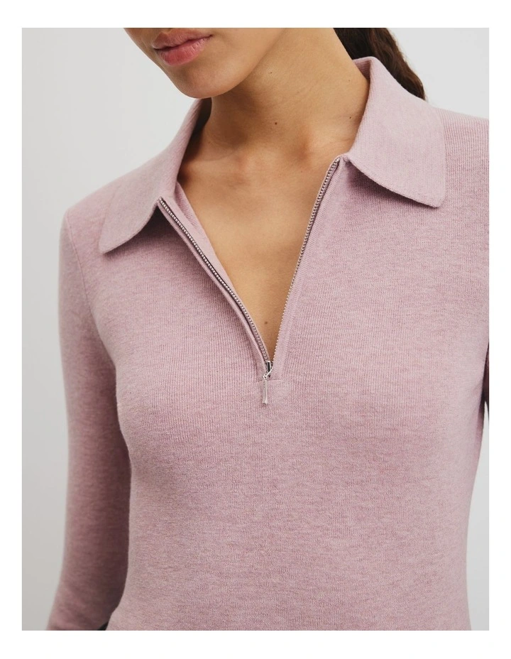 Wool Silk Collared Knit in Geranium image 3