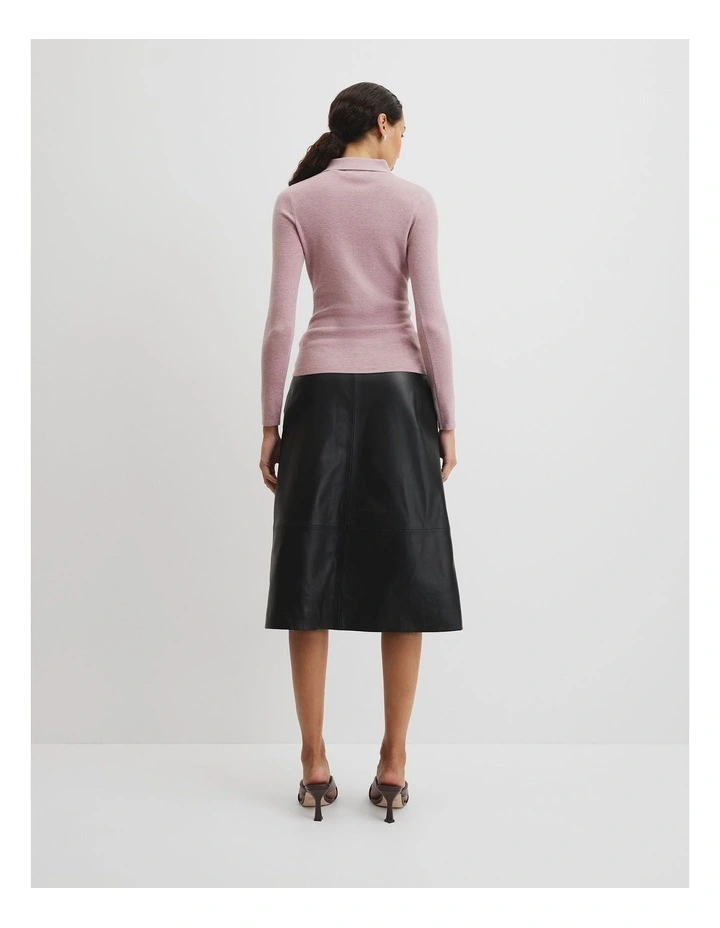 Wool Silk Collared Knit in Geranium image 4