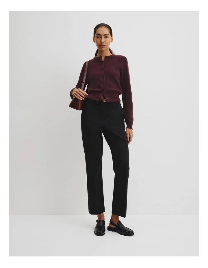 Cotton Cashmere Crew Neck Cardigan in Plum image 3