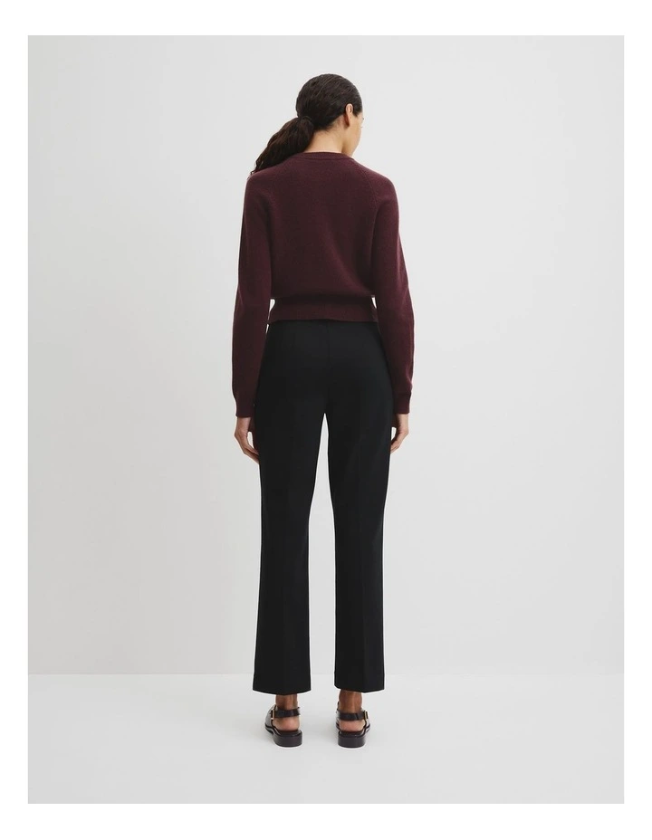Cotton Cashmere Crew Neck Cardigan in Plum image 4