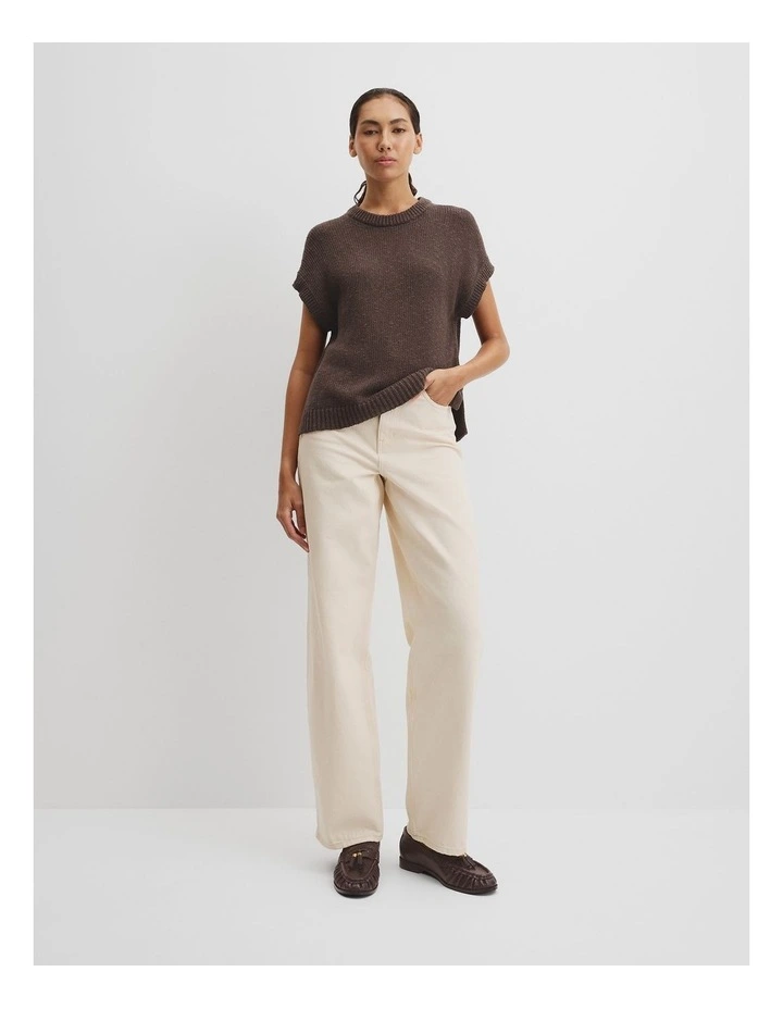 Textured Knit T-shirt in Cocoa Bean image 3