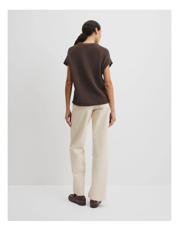 Textured Knit T-shirt in Cocoa Bean image 4