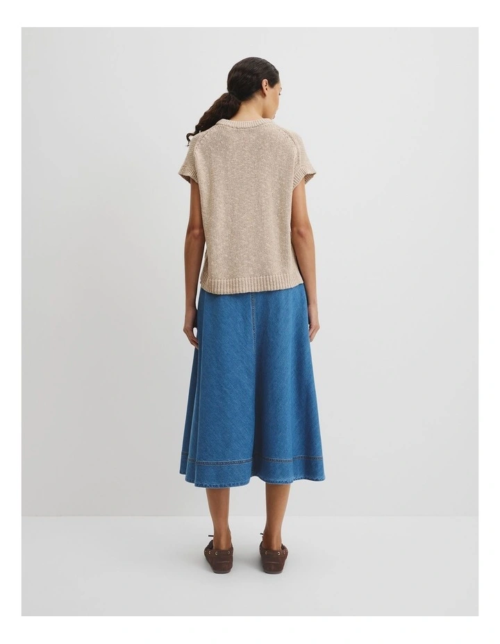 Textured Knit T-shirt in Camel Marle image 4