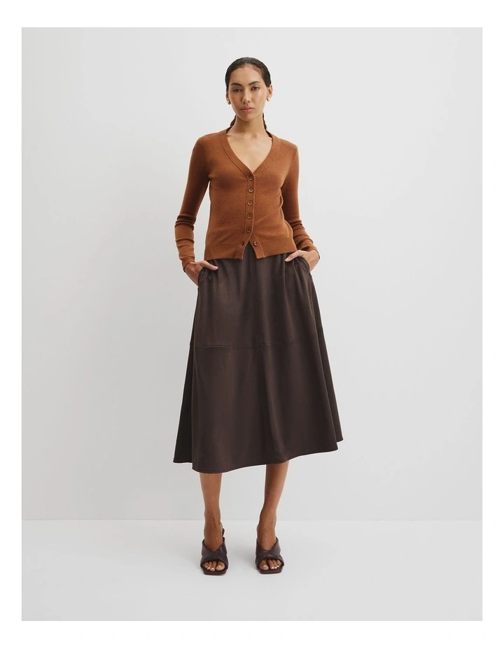 Wool Silk Cardigan in Cognac image 3