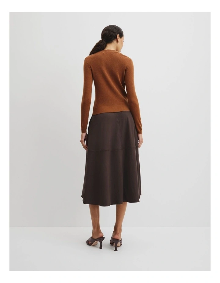 Wool Silk Cardigan in Cognac image 4