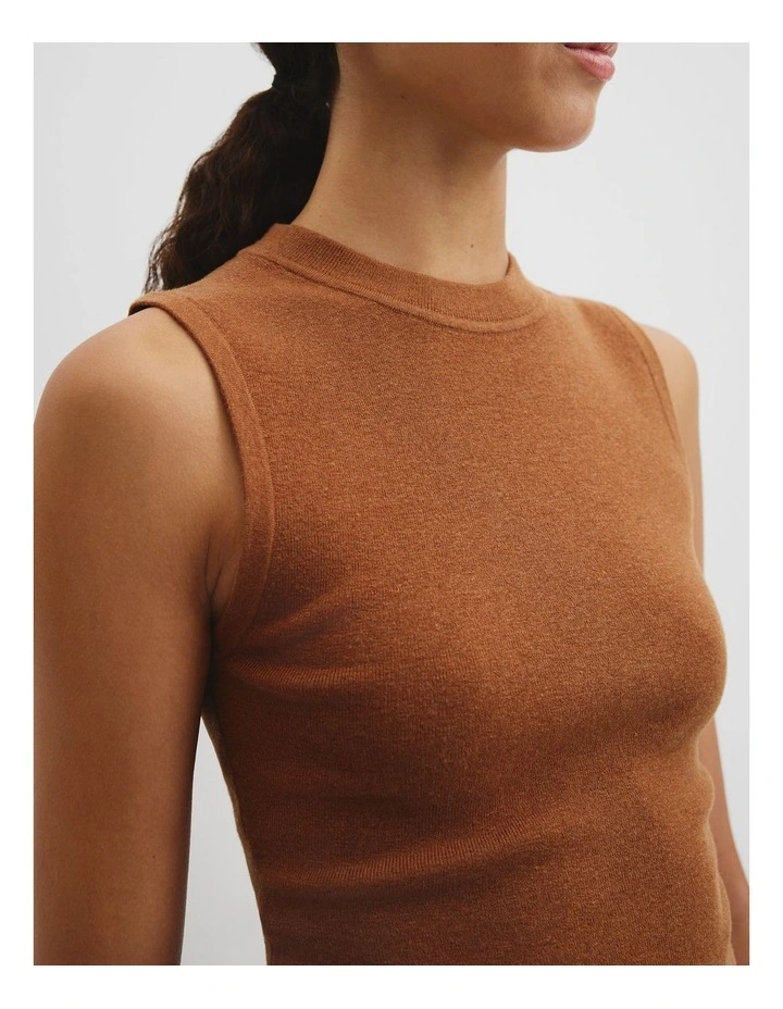 Wool Silk Tank in Cognac image 2