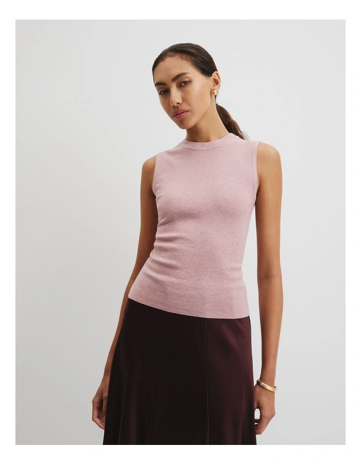Wool Silk Tank in Geranium image 2
