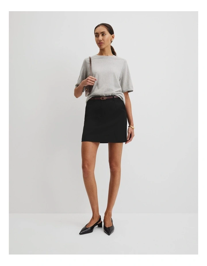 Cotton Cashmere Blend T-shirt in Light Grey Marle image 1