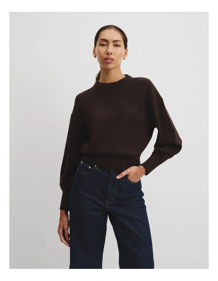 Crop Crew Neck Knit in Cocoa Bean image 1