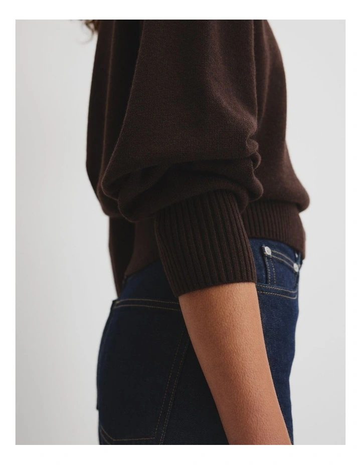 Crop Crew Neck Knit in Cocoa Bean image 2